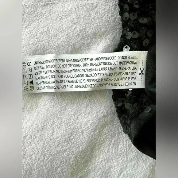 Forever 21 Black Sequin Mini Dress Rhinestone Necklace Style Collar Size Small - Picture 8 of 8